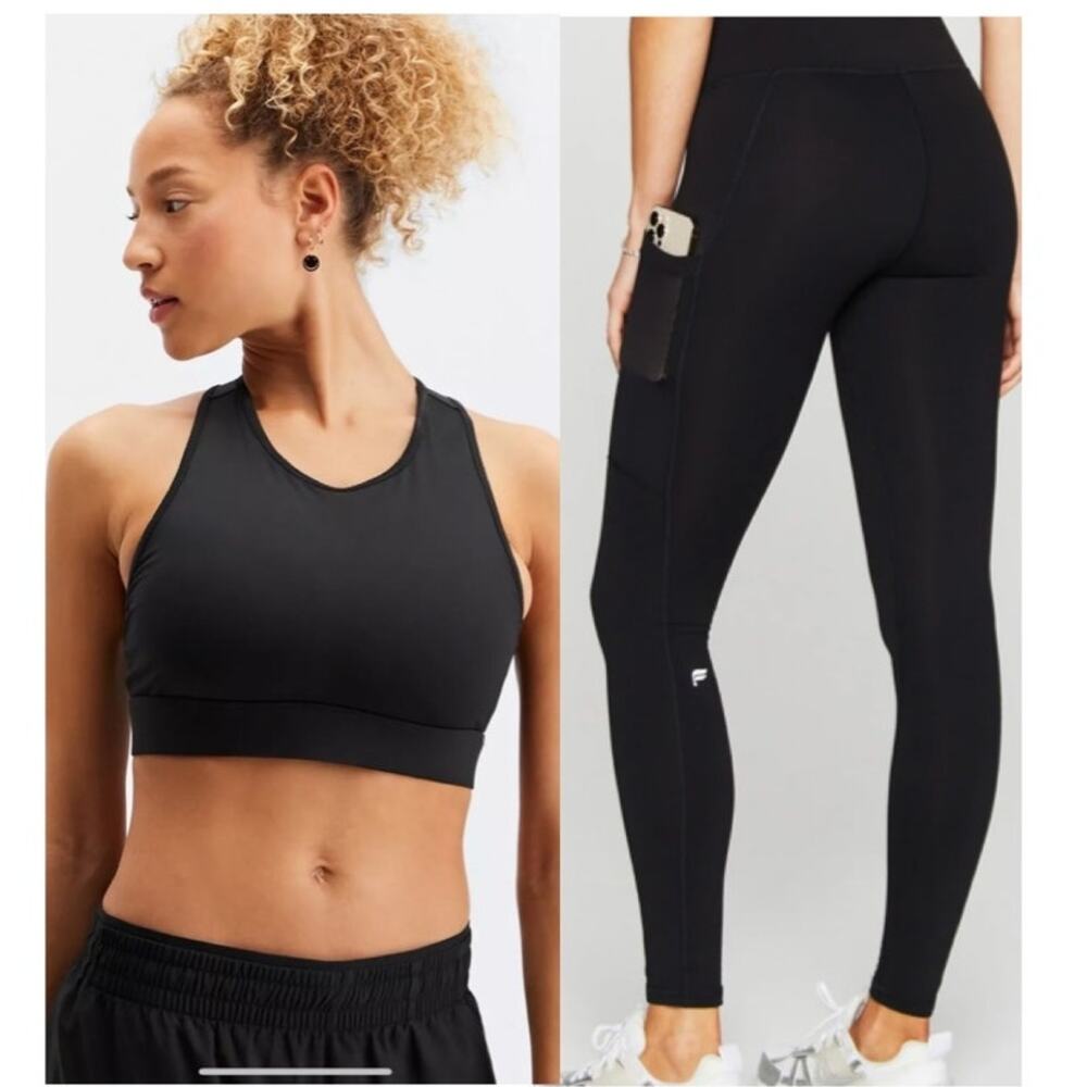 Fabletics Black Sports Bra and Leggings Set